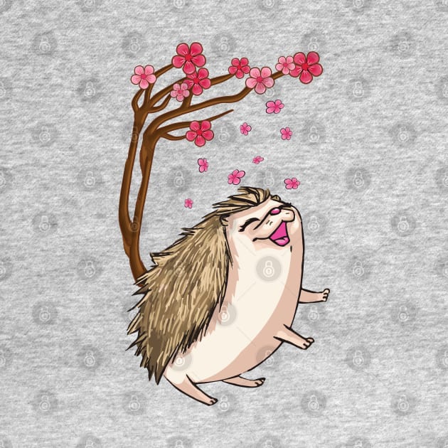 Cute Hedgehog Cherry Blossom Art by USProudness